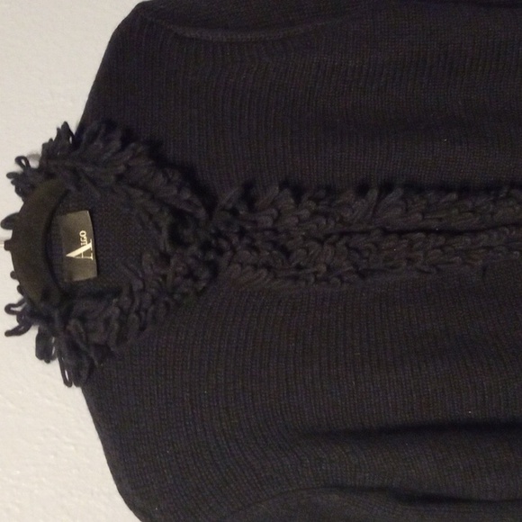 ALGO Swizerland Navy 100% Cashmere Loop Ruffle Neck & Accent Cardigan Jacket L - Picture 3 of 7